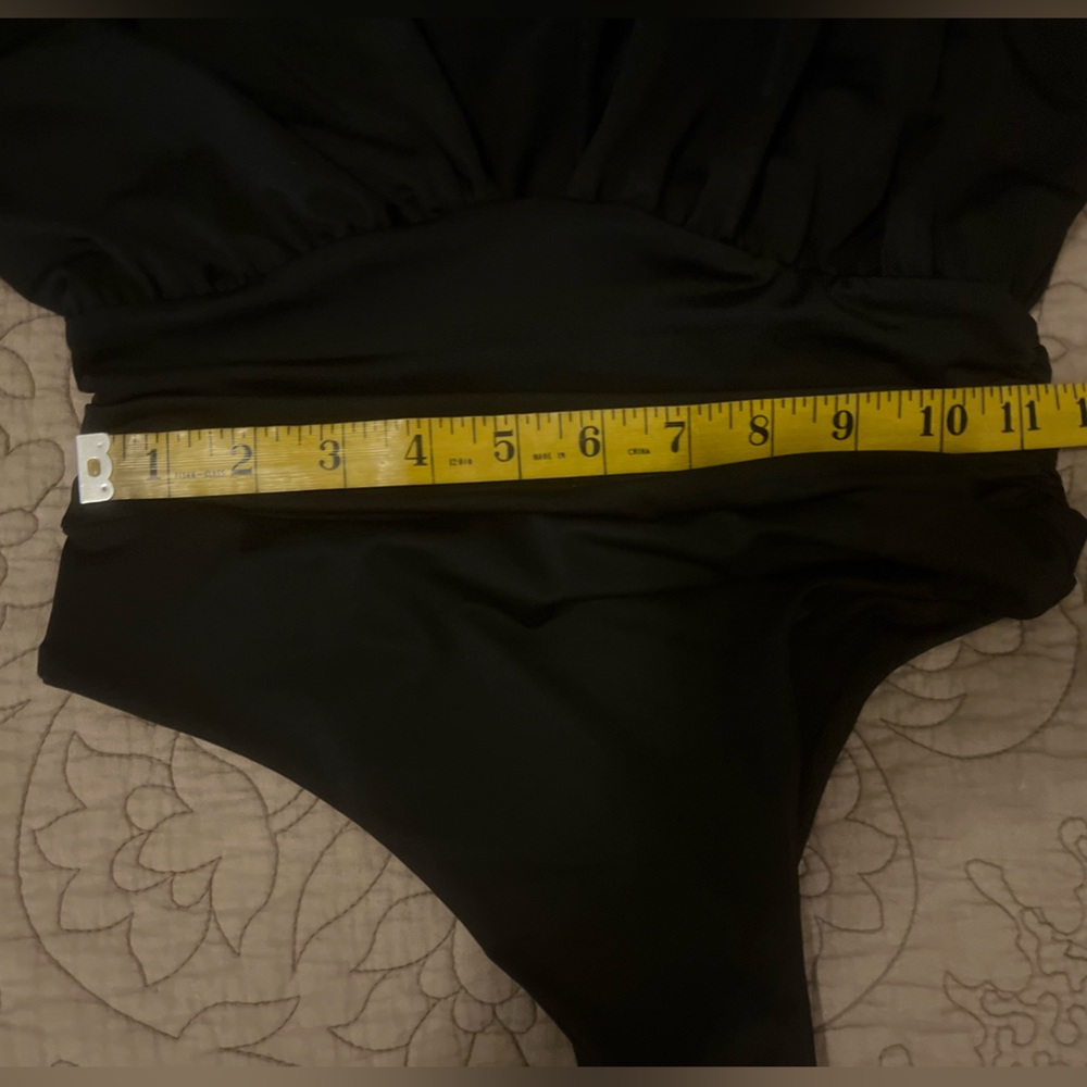 Women's Black Deep V Long Sleeve Bodysuit - Picture 8 of 11